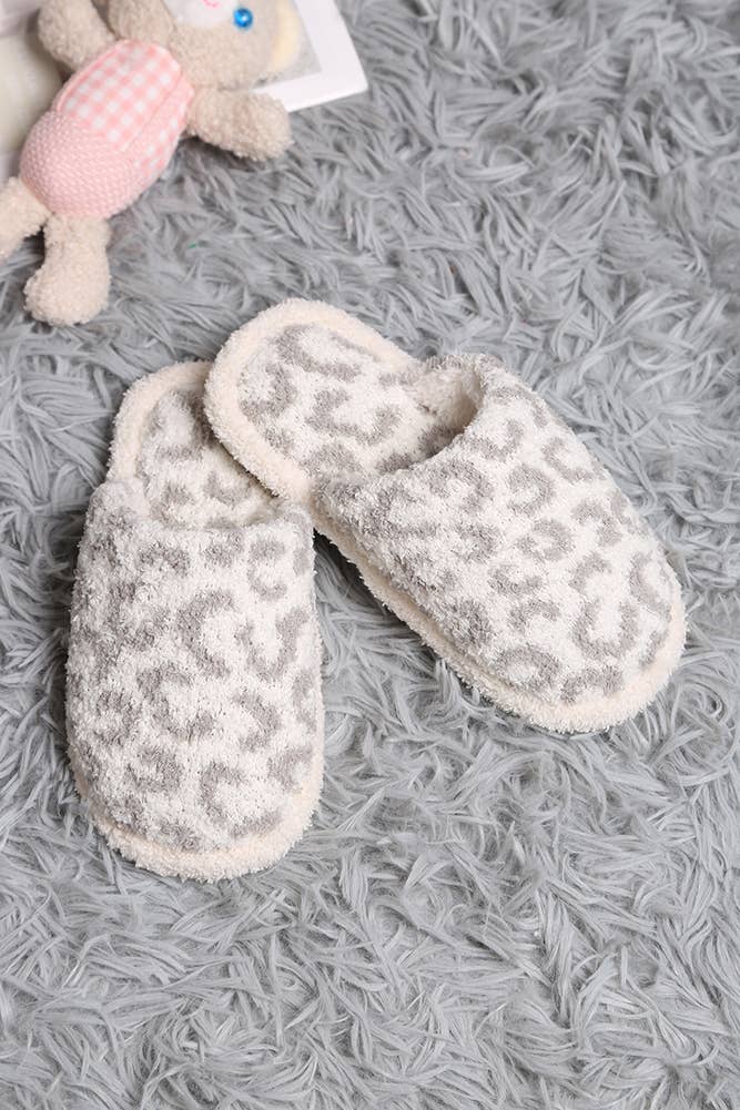 Gray - Children's Leopard Pattern Slipper: Medium/Large