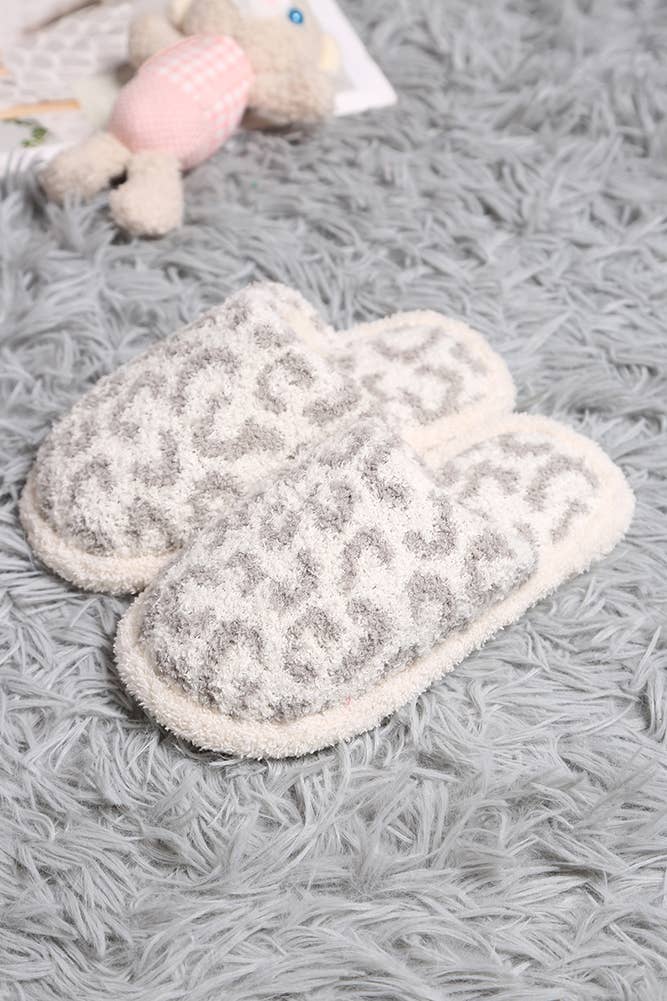 Gray - Children's Leopard Pattern Slipper: Medium/Large