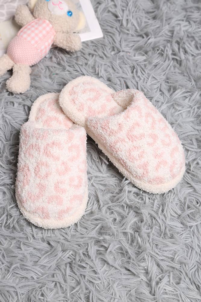 Pink -Children's Leopard Pattern Slipper: Small