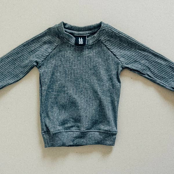 Charcoal - Ribbed Cotton pullover