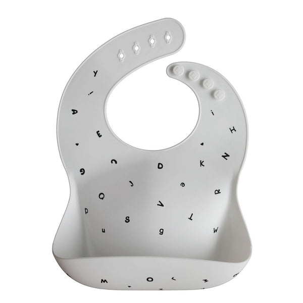 Silicone Baby Bib - White Letters