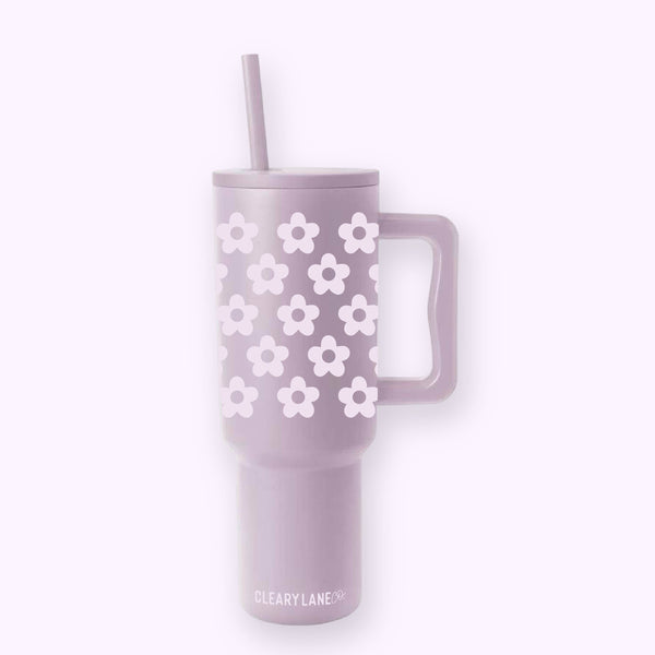 40oz Tumbler with Handle | Choose your color: Lilac Flowers