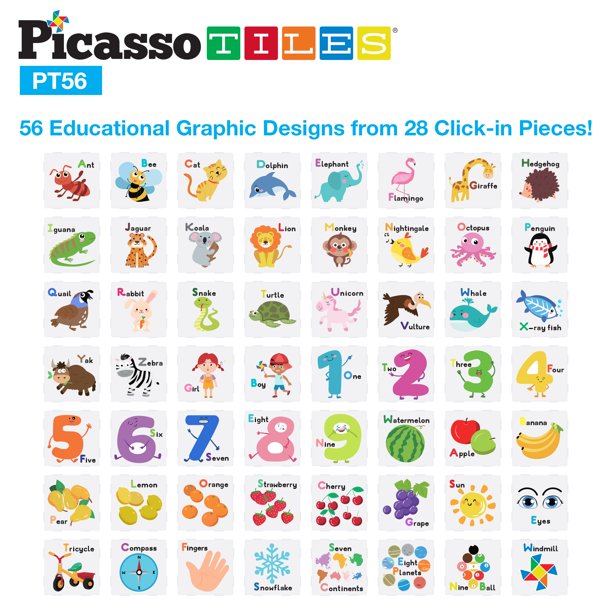 Picasso Tiles 56 Piece Set with 28pc Artwork