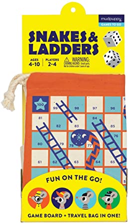 Mudpuppy Snakes and Ladders Travel Game