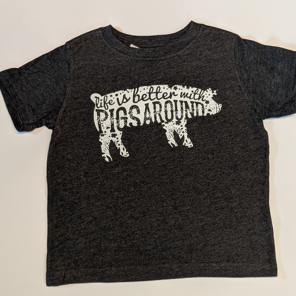 Life With Pigs Toddler Tee - Dark Gray