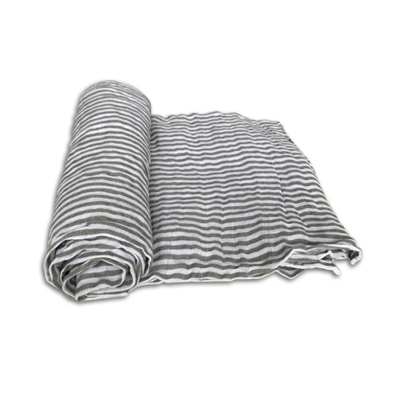 Cotton Muslin Swaddle Blanket - Grey Stripe