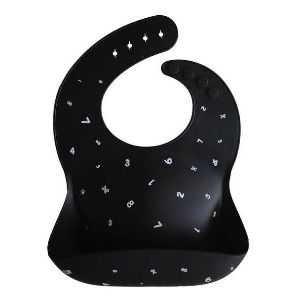Silicone Baby Bibs - Numbers Black