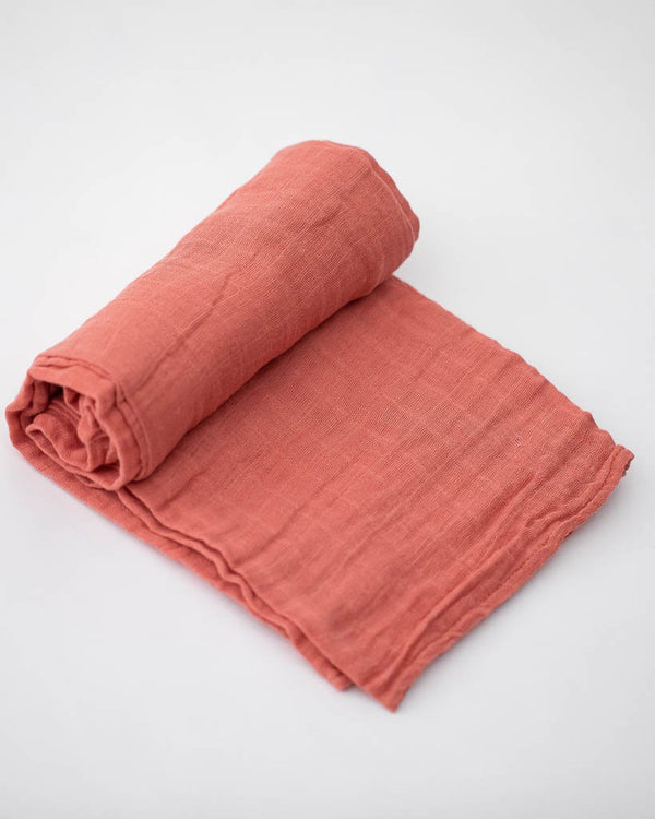 Cotton Muslin Swaddle Blanket - Dusty Rose