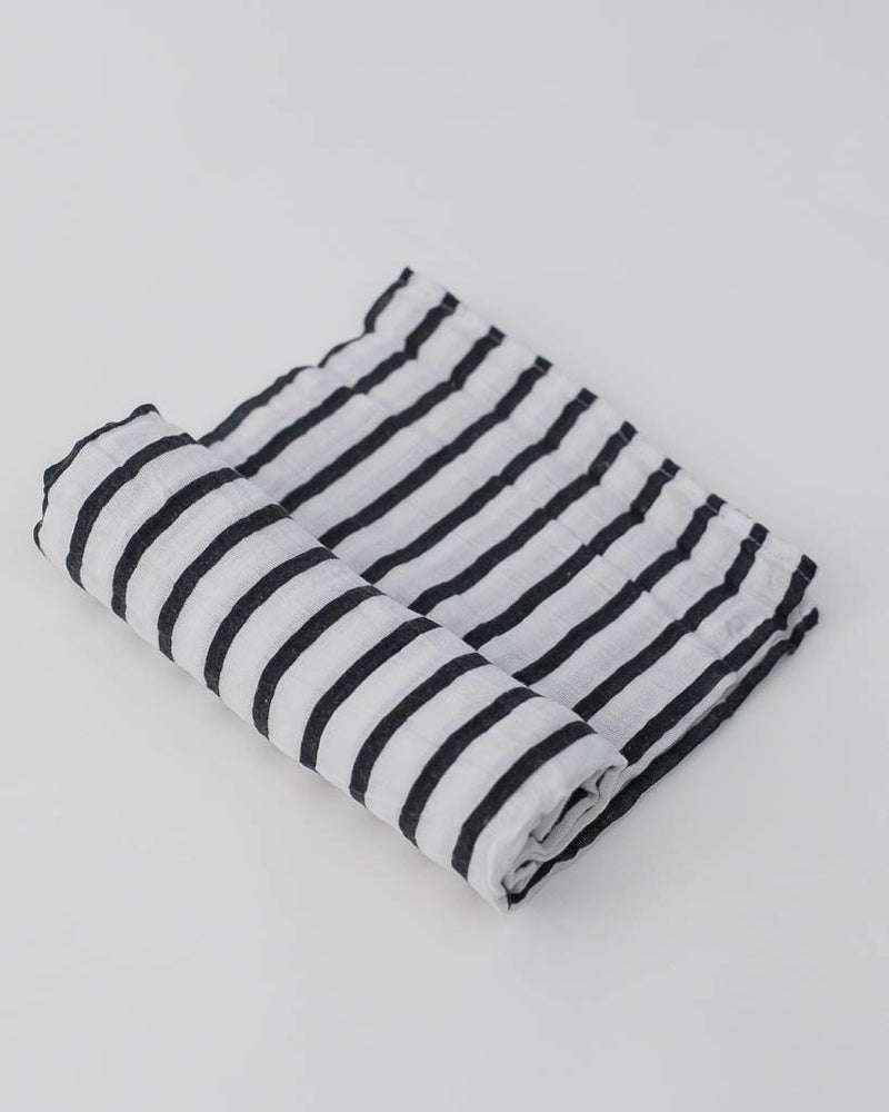 Cotton Muslin Swaddle Blanket - Breton Stripe