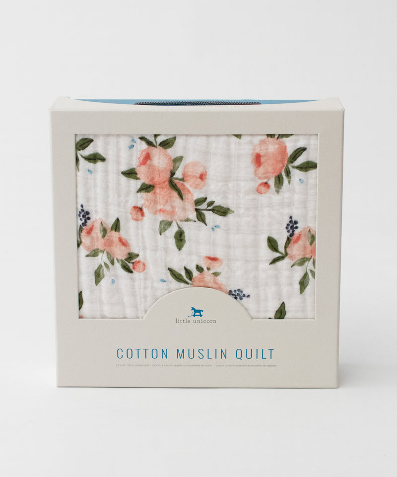 Cotton Muslin Quilt - Watercolor Roses