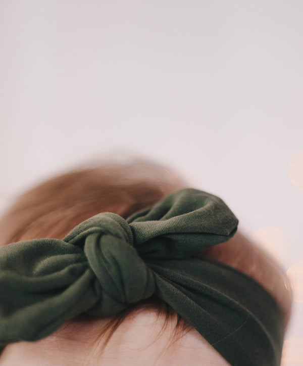 Knot Bow Headband - Olive Green