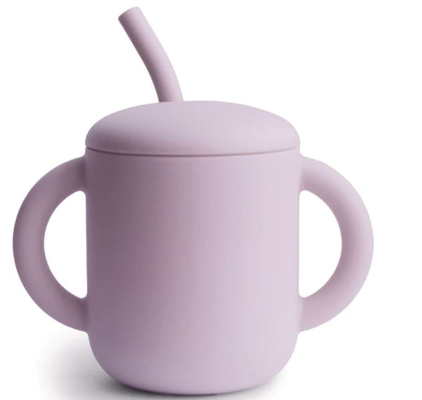 Silicone Training Cup + Straw (Soft Lilac)