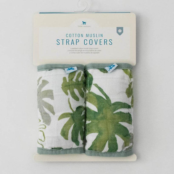 Cotton Muslin Strap Covers - Tropical Leaf